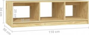 vidaXL Stolik kawowy, 110x50x34 cm, drewno sosnowe 8