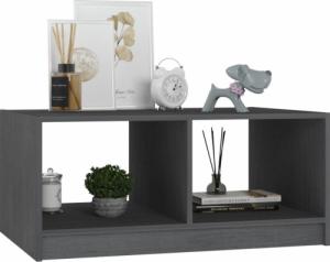 vidaXL Stolik kawowy, szary, 75x50x33,5 cm, lite drewno sosnowe 4