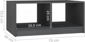vidaXL Stolik kawowy, szary, 75x50x33,5 cm, lite drewno sosnowe 8