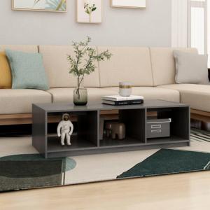 vidaXL Stolik kawowy, szary, 110x50x34 cm, drewno sosnowe 2