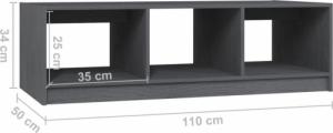 vidaXL Stolik kawowy, szary, 110x50x34 cm, drewno sosnowe 7