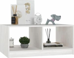 vidaXL Stolik kawowy, biały, 75x50x33,5 cm, lite drewno sosnowe 4