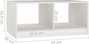 vidaXL Stolik kawowy, biały, 75x50x33,5 cm, lite drewno sosnowe 8