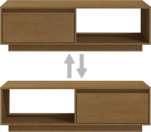 vidaXL Stolik kawowy, miodowy brąz, 110x50x33,5 cm, drewno sosnowe 10