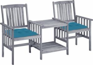 vidaXL Krzesła ogrodowe ze stolikiem i poduszkami, drewno akacjowe 1