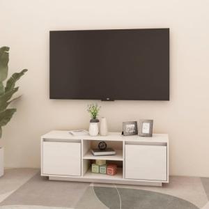 vidaXL Szafka pod telewizor, biała, 110x30x40 cm, drewno sosnowe 3