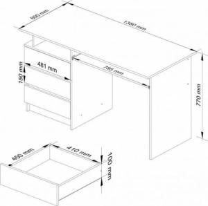 Biurko Fabryka Mebli Akord CLP Białe 135 cm x 60 cm 7
