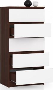 Fabryka Mebli Akord KOMODA K 60 cm 5 SZUFLAD WENGE / BIAŁA 2