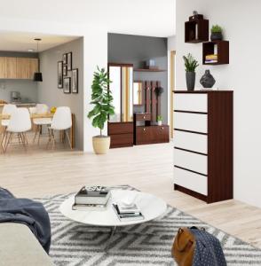 Fabryka Mebli Akord KOMODA K 60 cm 5 SZUFLAD WENGE / BIAŁA 5