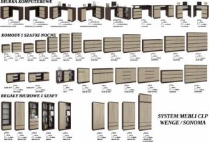 Fabryka Mebli Akord KOMODA K 60 cm 5 SZUFLAD WENGE / SONOMA 4