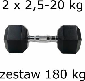 UnderFit hantle Hex gumowane 2 x 2,5-20 kg (180 kg) 1