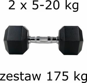 UnderFit hantle Hex gumowane 2 x 5-20 kg (175 kg) 1