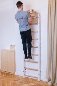 BenchK Drabinka gimnastyczna z drewnianymi szczebelkami i drewnianym drążkiem 310W BenchK 240 x 67 cm 4