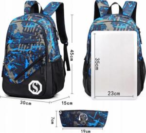 DUŻY PLECAK SZKOLNY TORNISTER BEZPIECZNY + PIÓRNIK 5