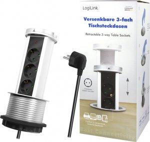 LogiLink Retractable table strip 3 sockets 1.8 M Logilink PL SCHUKOX3 / Ø 10cm LPS235A 10
