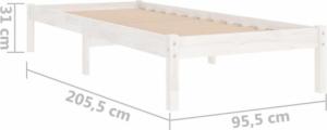 vidaXL Rama łóżka, biała, lite drewno sosnowe, 90 x 200 cm 8