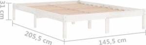 vidaXL Rama łóżka, biała, lite drewno sosnowe, 140 x 200 cm 7