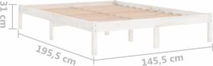 vidaXL vidaXL Rama łóżka, biała, lite drewno sosnowe, 140 x 190 cm 8