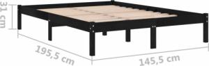 vidaXL vidaXL Rama łóżka, czarna, lite drewno sosnowe, 140 x 190 cm 8