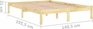 vidaXL vidaXL Rama łóżka, lite drewno sosnowe, 135x190 cm 8