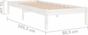 vidaXL vidaXL Rama łóżka, biała, lite drewno sosnowe, 75x190 cm 8