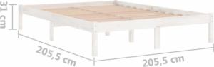 vidaXL Rama łóżka, biała, lite drewno sosnowe, 200 x 200 cm 8