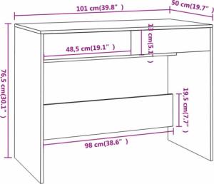 Biurko vidaXL 812996 Brązowe 101 cm x 50 cm 8