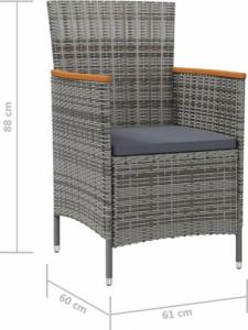 vidaXL vidaXL Krzesła ogrodowe, 2 szt., polirattan, szare 7
