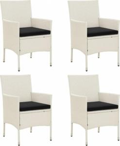 vidaXL vidaXL Krzesła ogrodowe z poduszkami, 4 szt., polirattan, białe 1