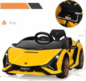 Costway Samochód elektryczny Lamborghini Sin dla dzieci z światłami LED 3