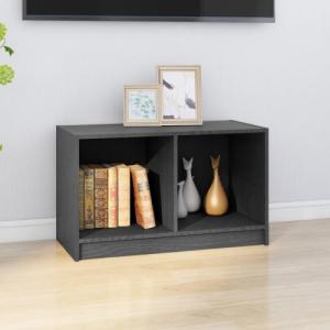 vidaXL vidaXL Szafka pod TV, szara, 70x33x42 cm, drewno sosnowe 3