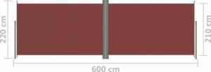 vidaXL vidaXL Zwijana markiza boczna, brązowa, 220x600 cm 8
