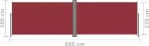 vidaXL vidaXL Zwijana markiza boczna na taras, czerwona, 180 x 600 cm 7
