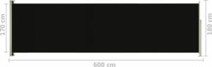 vidaXL vidaXL Wysuwana markiza boczna na taras, 180 x 600 cm, czarna 8