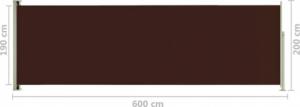 vidaXL vidaXL Zwijana markiza boczna na taras, 200x600 cm, brązowa 8