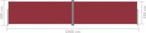 vidaXL vidaXL Zwijana markiza boczna, czerwona, 200 x 1000 cm 8