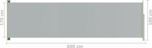 vidaXL vidaXL Wysuwana markiza boczna na taras, 180 x 600 cm, szara 8
