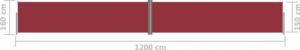 vidaXL vidaXL Zwijana markiza boczna, czerwona, 160x1200 cm 8