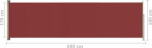 vidaXL vidaXL Wysuwana markiza boczna na taras, 180 x 600 cm, czerwona 8
