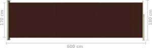 vidaXL vidaXL Wysuwana markiza boczna na taras, 180 x 600 cm, brązowa 8