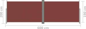 vidaXL vidaXL Zwijana markiza boczna, brązowa, 200 x 600 cm 8