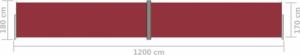 vidaXL vidaXL Zwijana markiza boczna, czerwona, 180 x 1200 cm 8