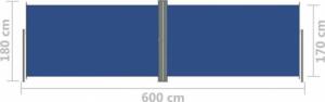 vidaXL vidaXL Zwijana markiza boczna na taras, niebieska, 180 x 600 cm 8
