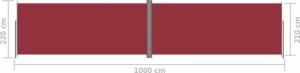 vidaXL vidaXL Zwijana markiza boczna, czerwona, 220x1000 cm 8