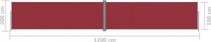 vidaXL vidaXL Zwijana markiza boczna, czerwona, 200x1200 cm 8