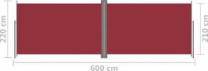 vidaXL vidaXL Zwijana markiza boczna, czerwona, 220x600 cm 8