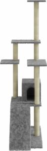 vidaXL Drapak dla kota ze słupkami sizalowymi, jasnoszary, 155 cm 5