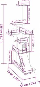 vidaXL Drapak dla kota ze słupkami sizalowymi, jasnoszary, 155 cm 9