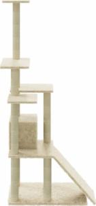 vidaXL vidaXL Drapak dla kota ze słupkami sizalowymi, kremowy, 155 cm 5