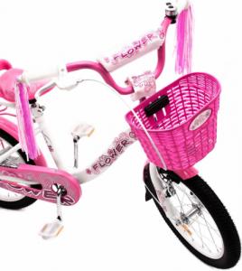 Vivo Rower dziecięcy FLOWER 16" biało-różowy 2
